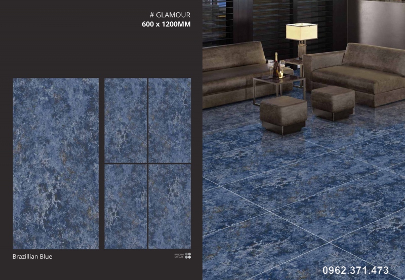 Gạch 60x120 ốp mặt tiền màu xanh biển